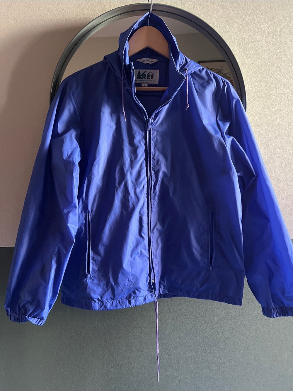 REI Royal Blue Hooded Windbreaker Jacket